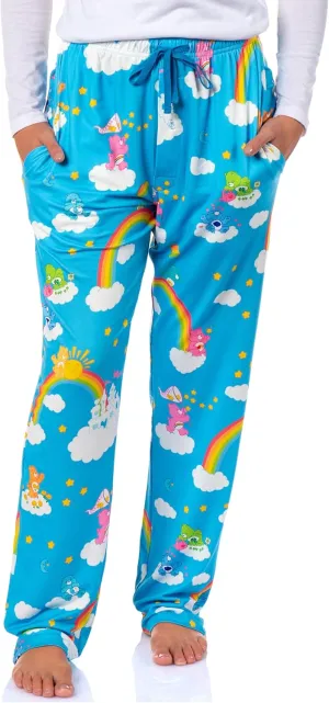 Care Bears Women's AOP Clouds and Rainbows Adult Lounge Sleep Pajama Pants with Drawstring Elastic Waistband
