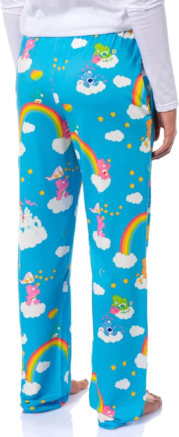 Care Bears Women's AOP Clouds and Rainbows Adult Lounge Sleep Pajama Pants with Drawstring Elastic Waistband