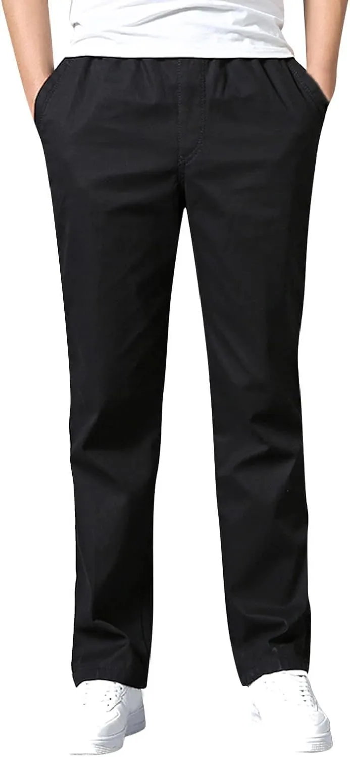 Cargo Pants for Men Slim Fit Solid Color Summer Trousers with Pockets Straight-Fit Casual Street Fashion Outfits