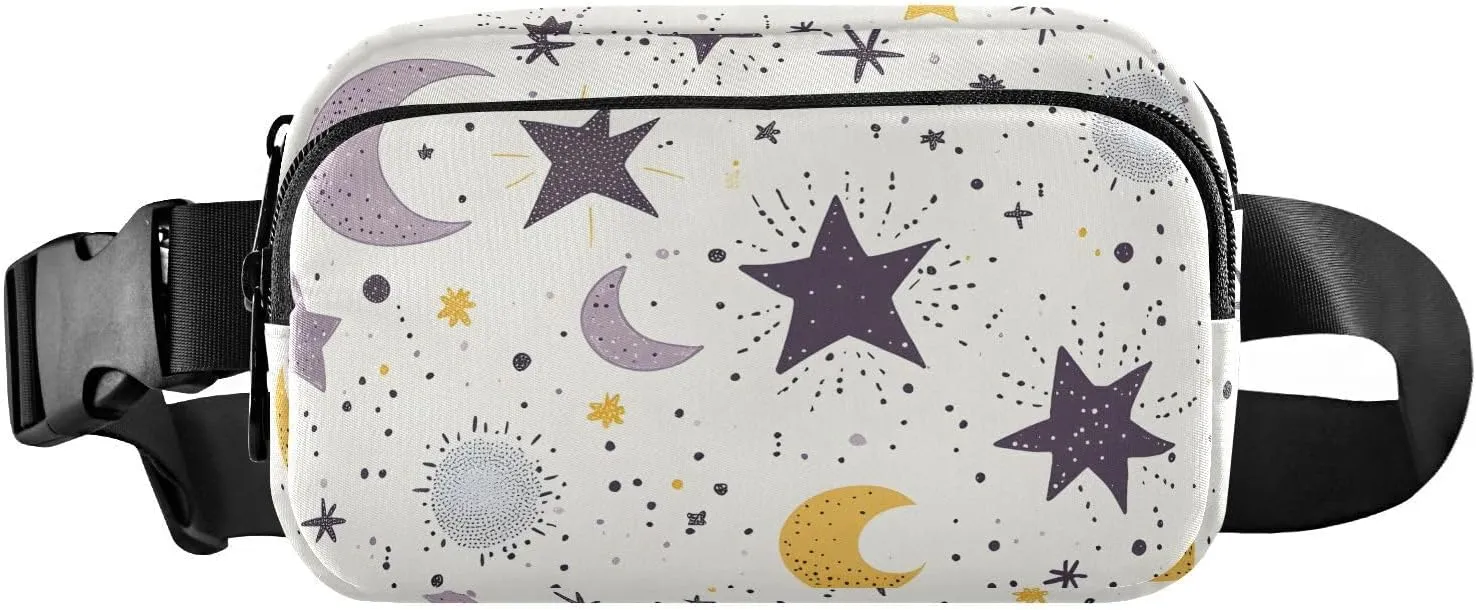 Cartoon Moon Star Fanny Pack Water Resistant, Women Men Waist Pack Sling Bag Purse for Travel Hiking