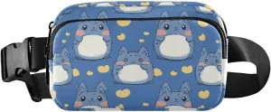 Cartoon Mouse Blue Fanny Pack Water Resistant, Women Men Waist Pack Sling Bag Purse for Travel Hiking