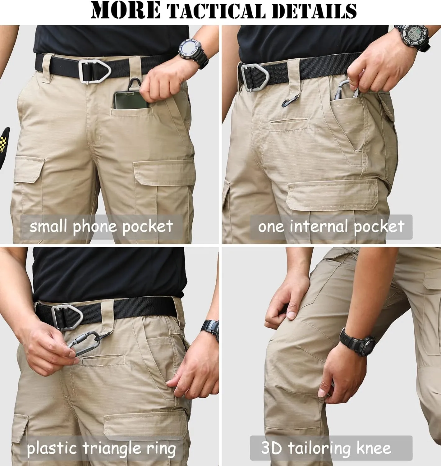 CARWORNIC Men's Ripstop Tactical Pants Water-Resistant Military Cargo Pants Lightweight EDC Pockets Outdoor Hiking Work Pants