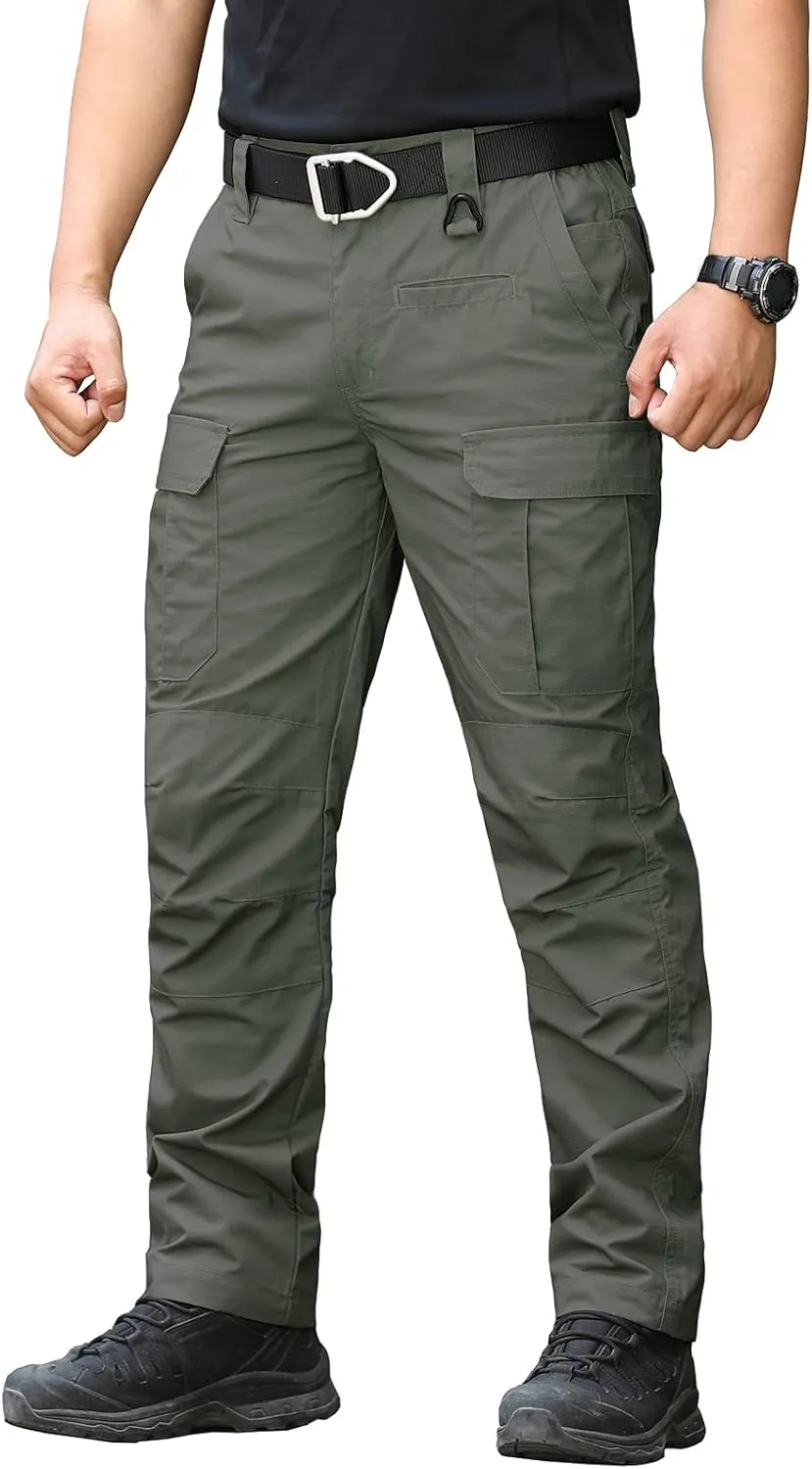 CARWORNIC Men's Ripstop Tactical Pants Water-Resistant Military Cargo Pants Lightweight EDC Pockets Outdoor Hiking Work Pants