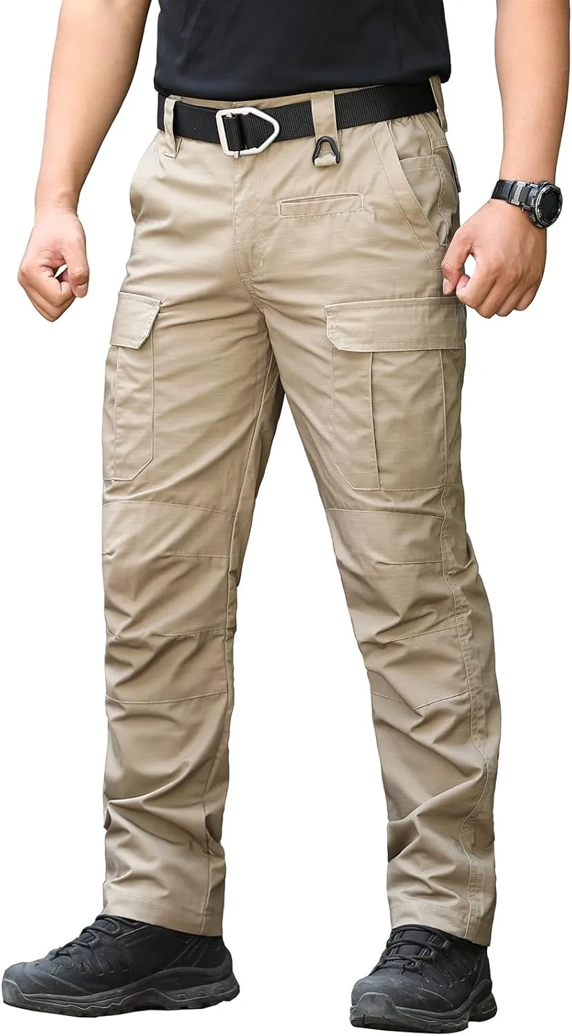 CARWORNIC Men's Ripstop Tactical Pants Water-Resistant Military Cargo Pants Lightweight EDC Pockets Outdoor Hiking Work Pants