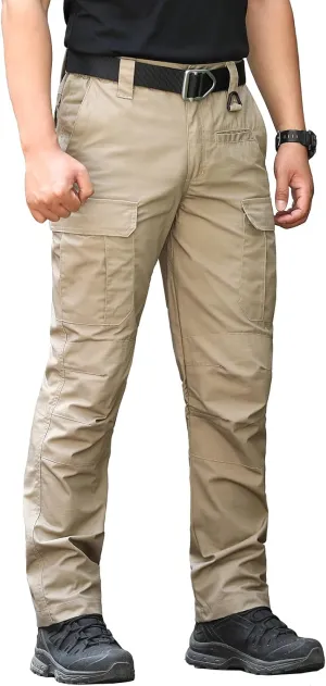 CARWORNIC Men's Ripstop Tactical Pants Water-Resistant Military Cargo Pants Lightweight EDC Pockets Outdoor Hiking Work Pants