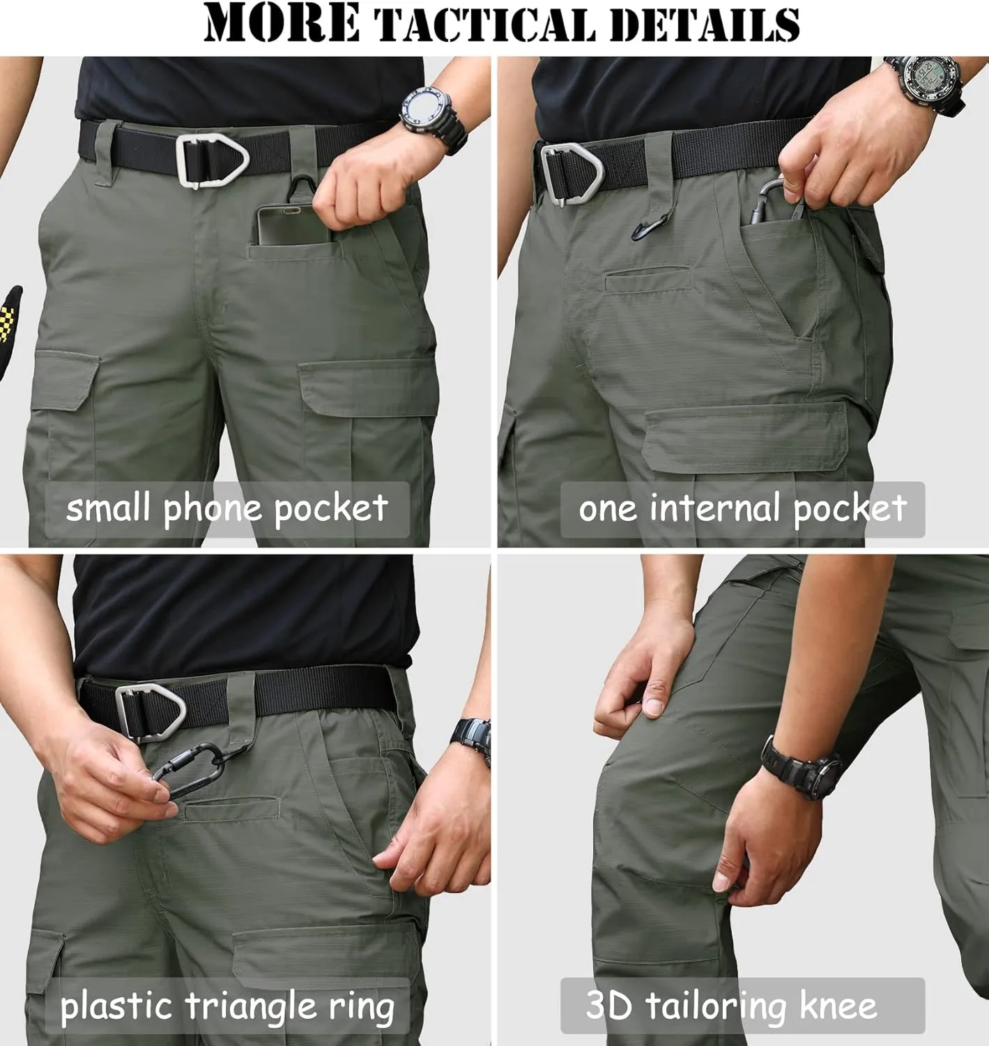 CARWORNIC Men's Ripstop Tactical Pants Water-Resistant Military Cargo Pants Lightweight EDC Pockets Outdoor Hiking Work Pants