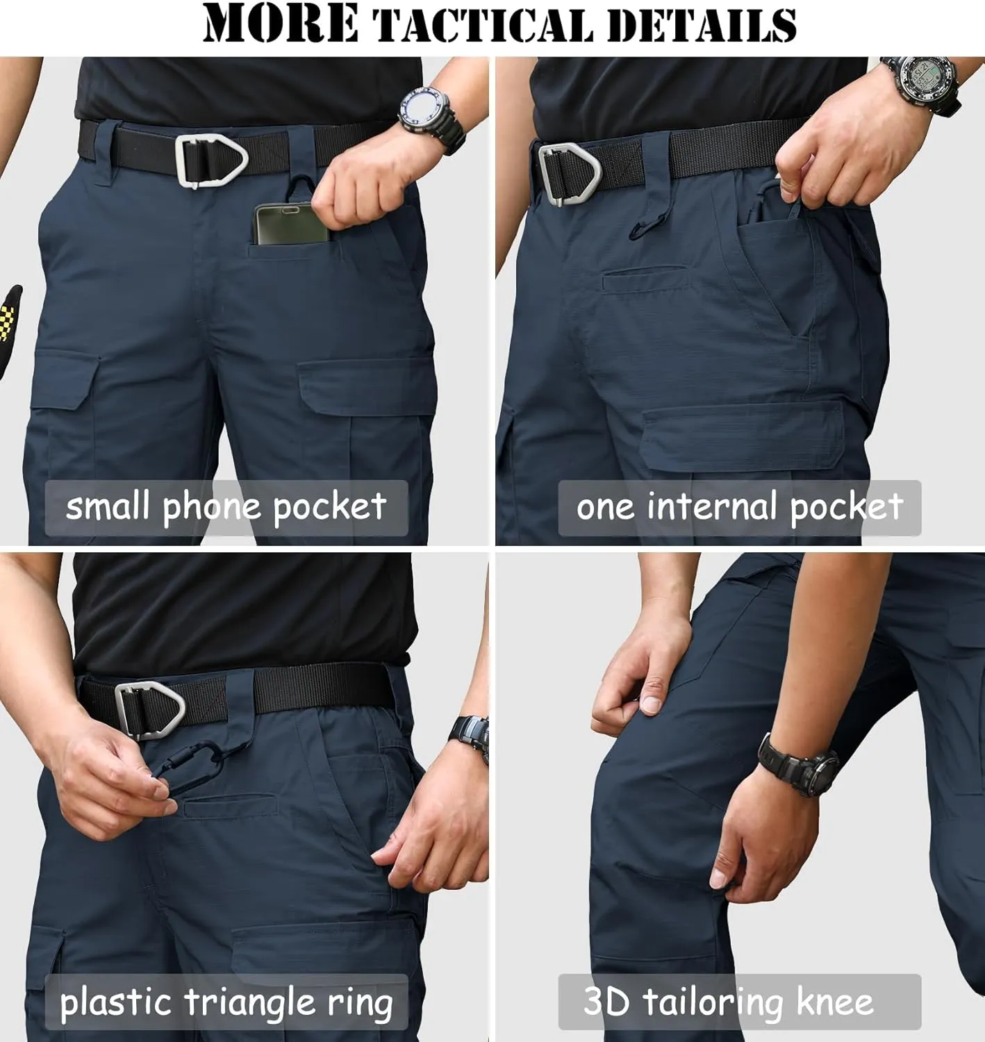 CARWORNIC Men's Ripstop Tactical Pants Water-Resistant Military Cargo Pants Lightweight EDC Pockets Outdoor Hiking Work Pants