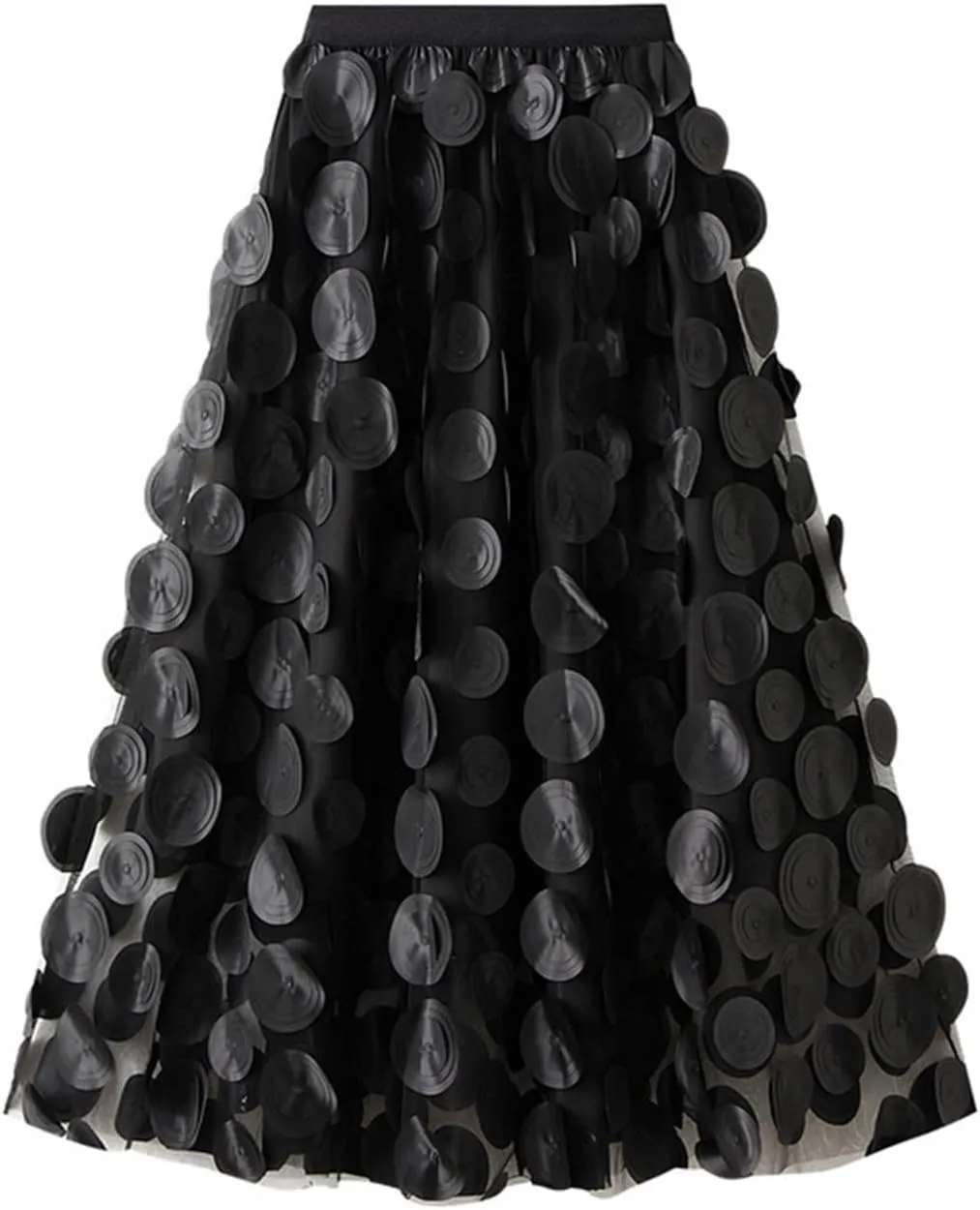 Casual Mesh Soft Skirts for Women Fashion Soft High Elastic Waist Skirt Comfy A-Line Solid Color Pleated Midi Skirts