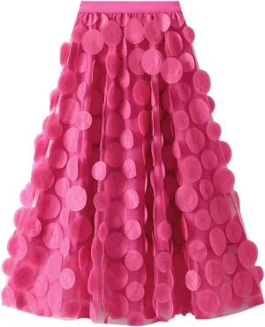 Casual Mesh Soft Skirts for Women Fashion Soft High Elastic Waist Skirt Comfy A-Line Solid Color Pleated Midi Skirts