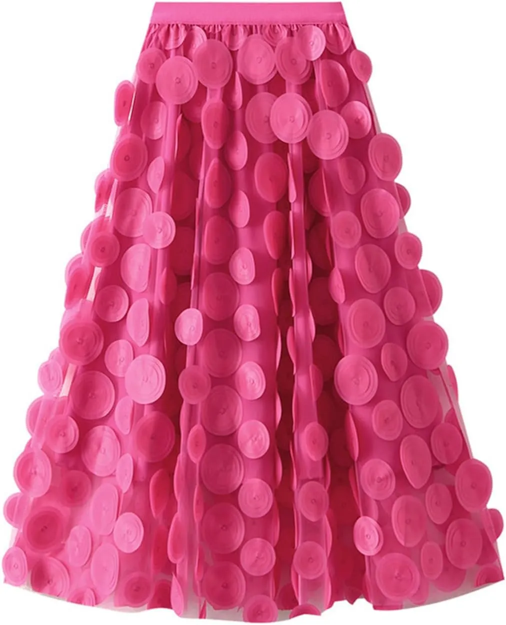 Casual Mesh Soft Skirts for Women Fashion Soft High Elastic Waist Skirt Comfy A-Line Solid Color Pleated Midi Skirts