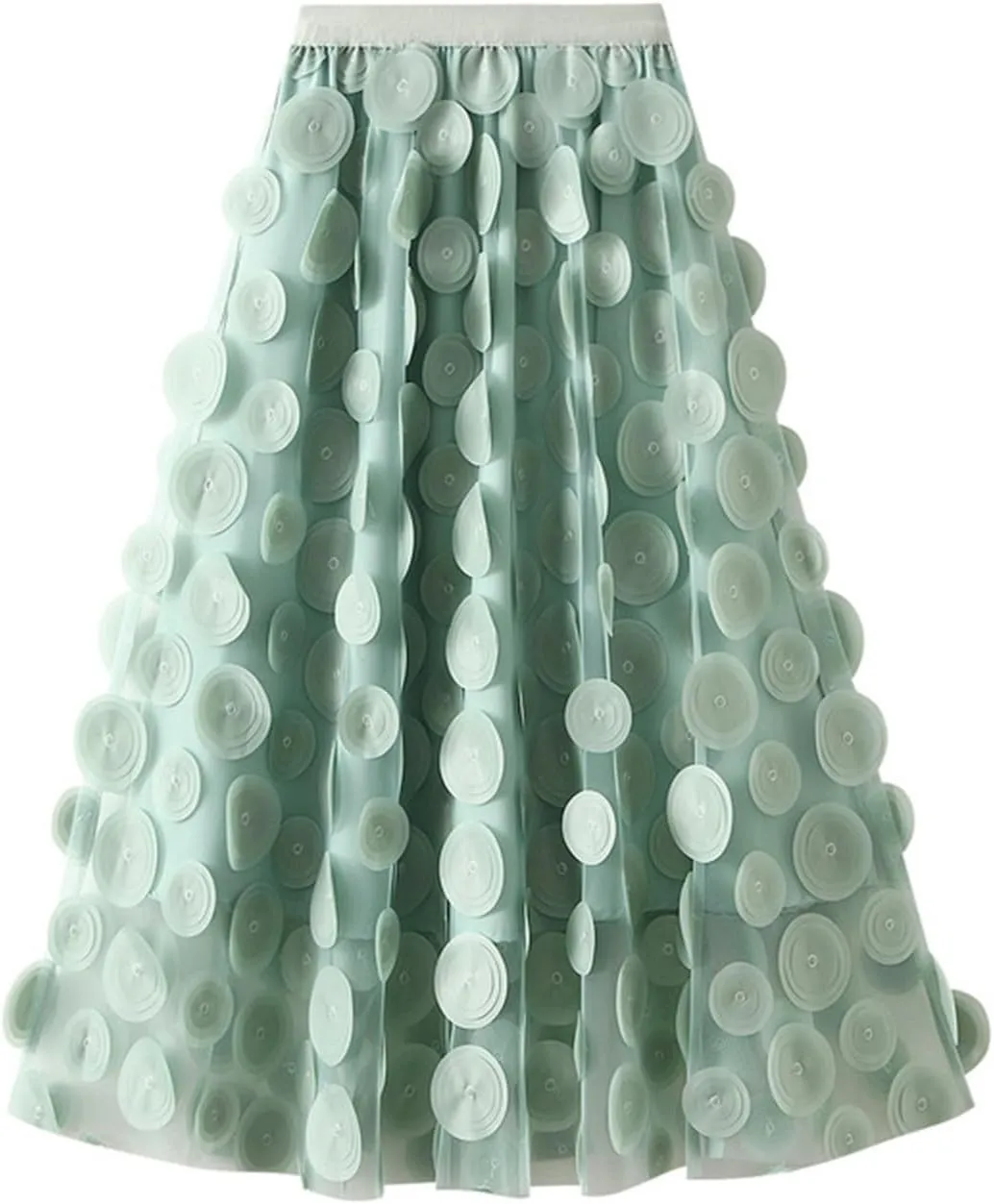 Casual Mesh Soft Skirts for Women Fashion Soft High Elastic Waist Skirt Comfy A-Line Solid Color Pleated Midi Skirts