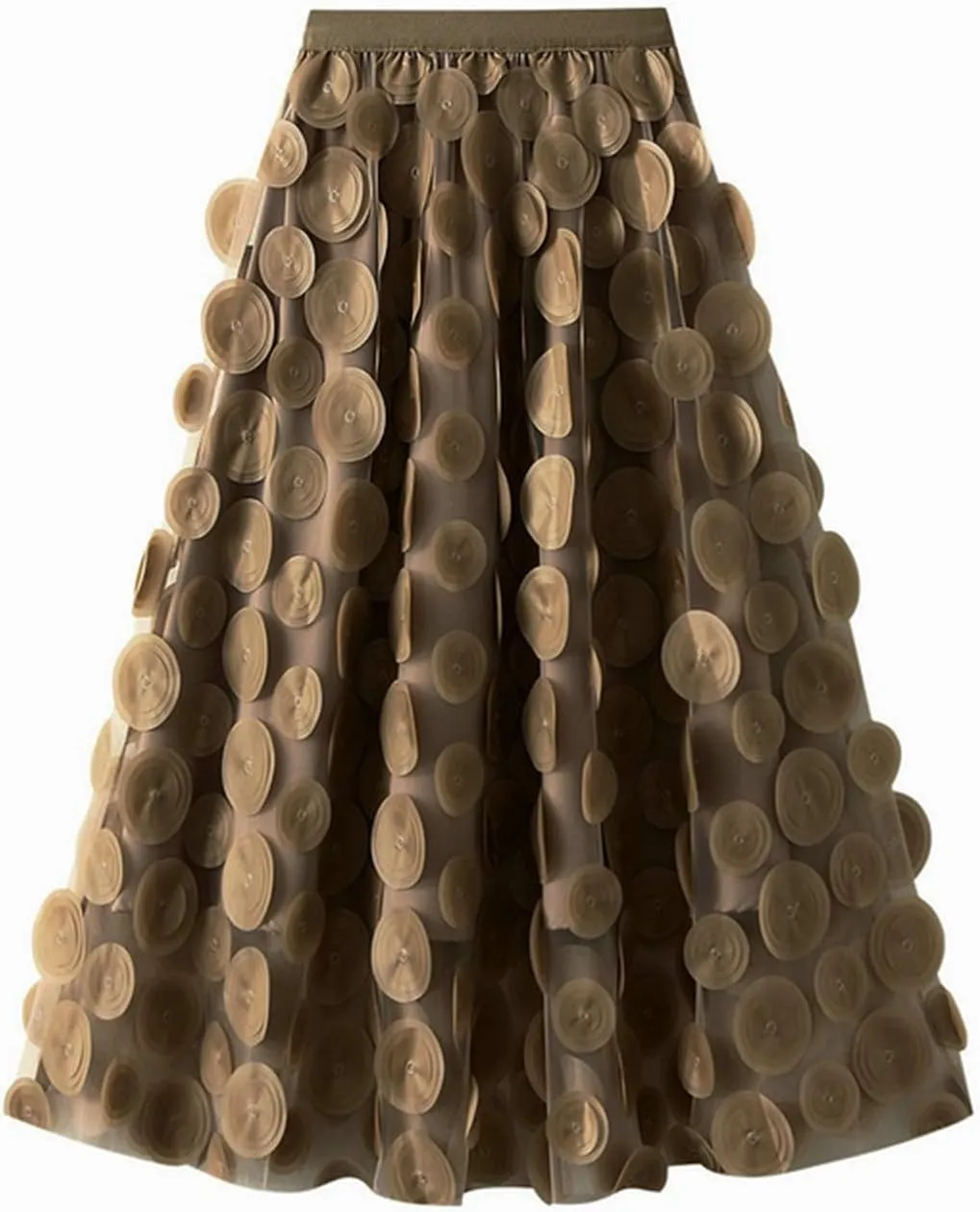 Casual Mesh Soft Skirts for Women Fashion Soft High Elastic Waist Skirt Comfy A-Line Solid Color Pleated Midi Skirts