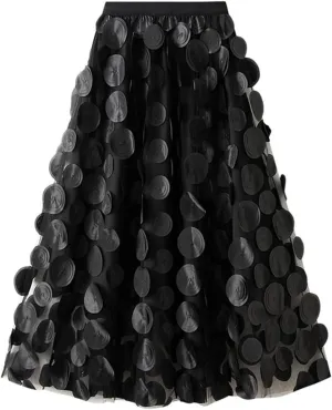 Casual Mesh Soft Skirts for Women Fashion Soft High Elastic Waist Skirt Comfy A-Line Solid Color Pleated Midi Skirts