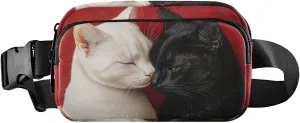 Cat White Black Fanny Pack Water Resistant Waist Pack Sling Bag Purse for Women Men Travel Hiking
