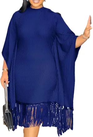 chicyes Women's Dresses for Curvy Sequin Fringe 3/4 Sleeve Cocktail Midi Maxi Dress Sparkly Plus Size Party Outfits