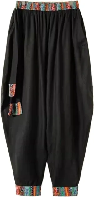 Chinese Style Men's Harem Pants Casual Loose Daily Ethnic Style Men Pants