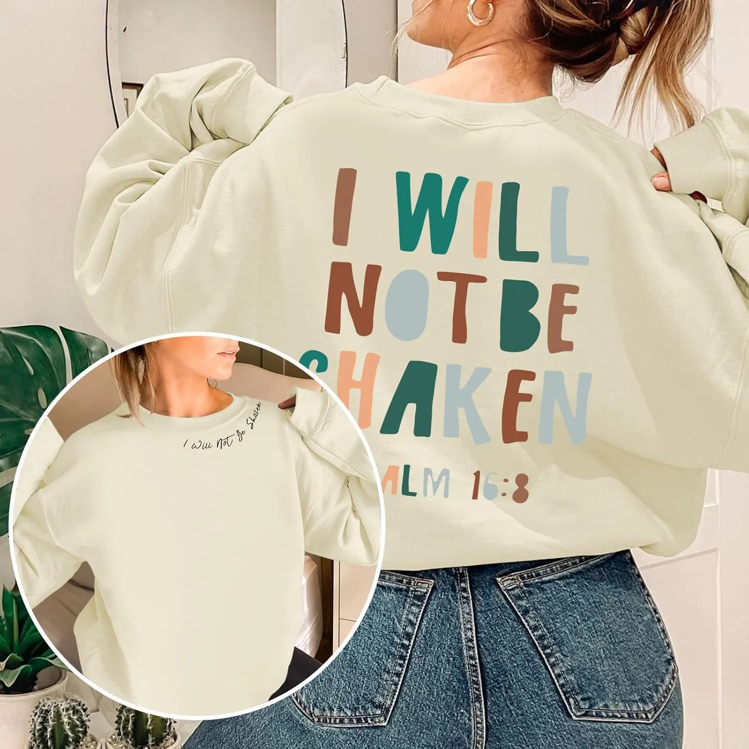 Christian Sweatshirt for Women Jesus God Faith Bible Verse Religious Shirt Oversized Inspirational Pullover Top