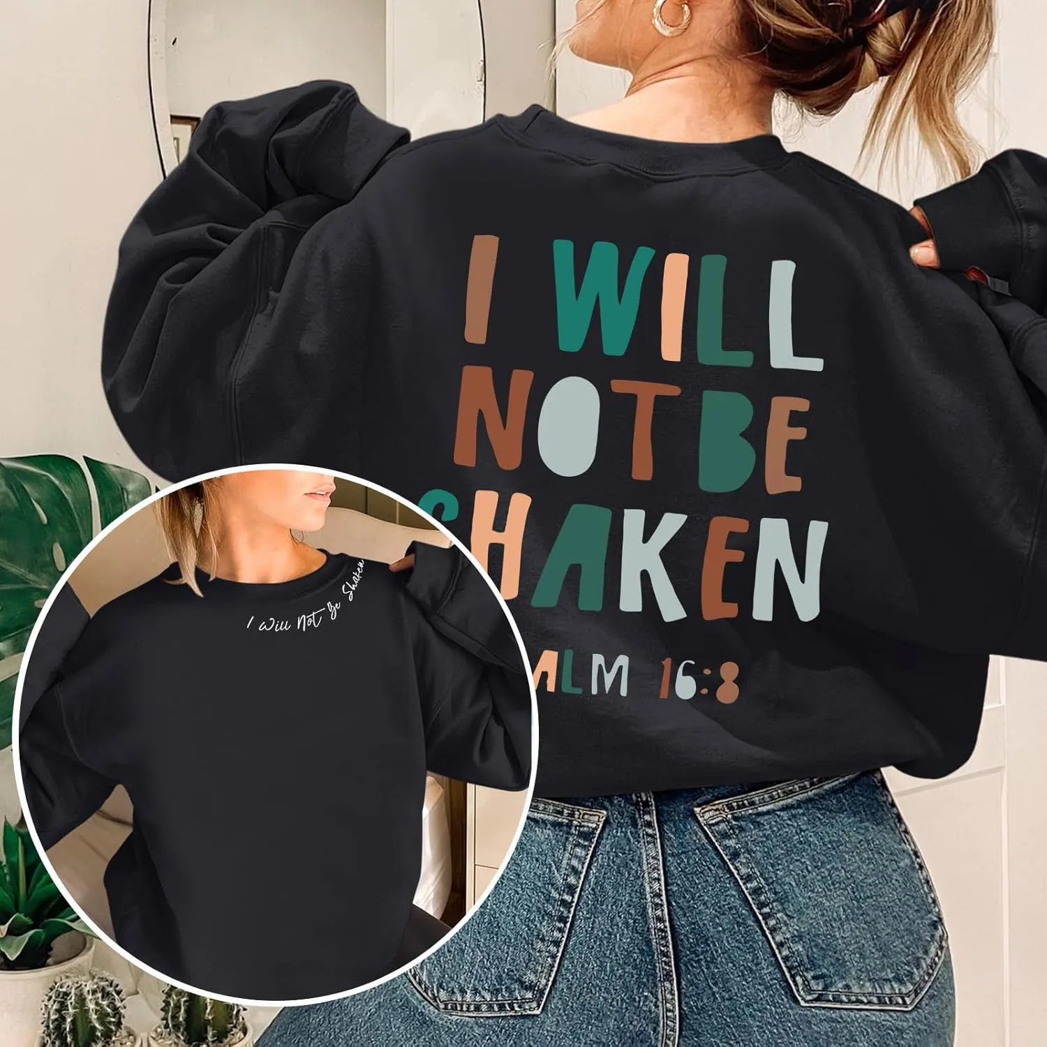 Christian Sweatshirt for Women Jesus God Faith Bible Verse Religious Shirt Oversized Inspirational Pullover Top