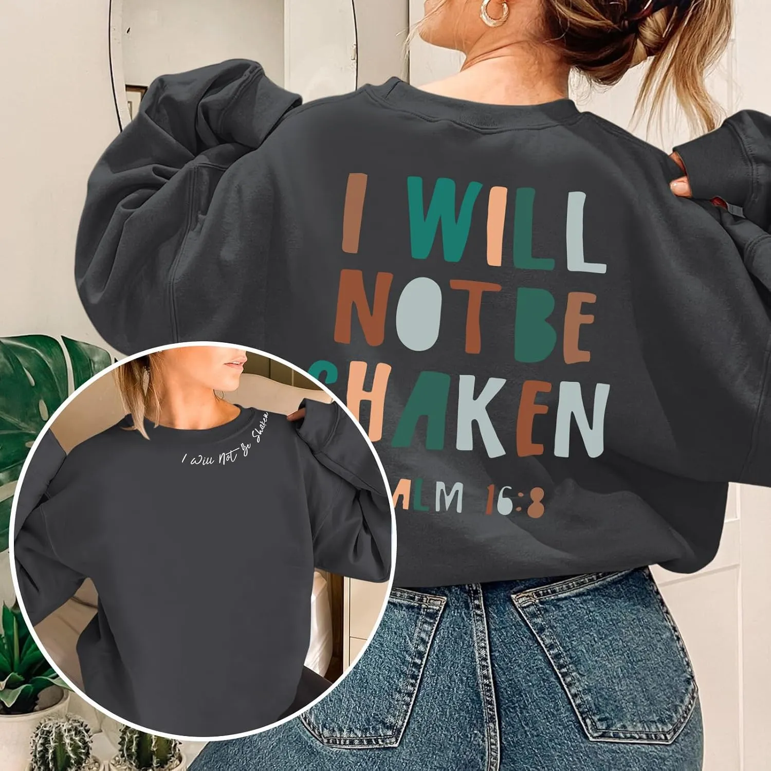 Christian Sweatshirt for Women Jesus God Faith Bible Verse Religious Shirt Oversized Inspirational Pullover Top