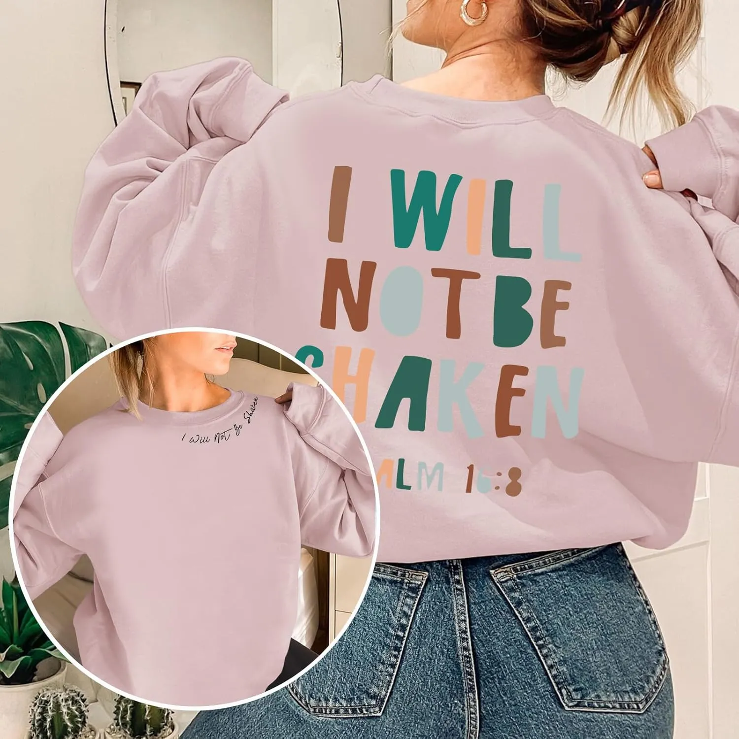 Christian Sweatshirt for Women Jesus God Faith Bible Verse Religious Shirt Oversized Inspirational Pullover Top