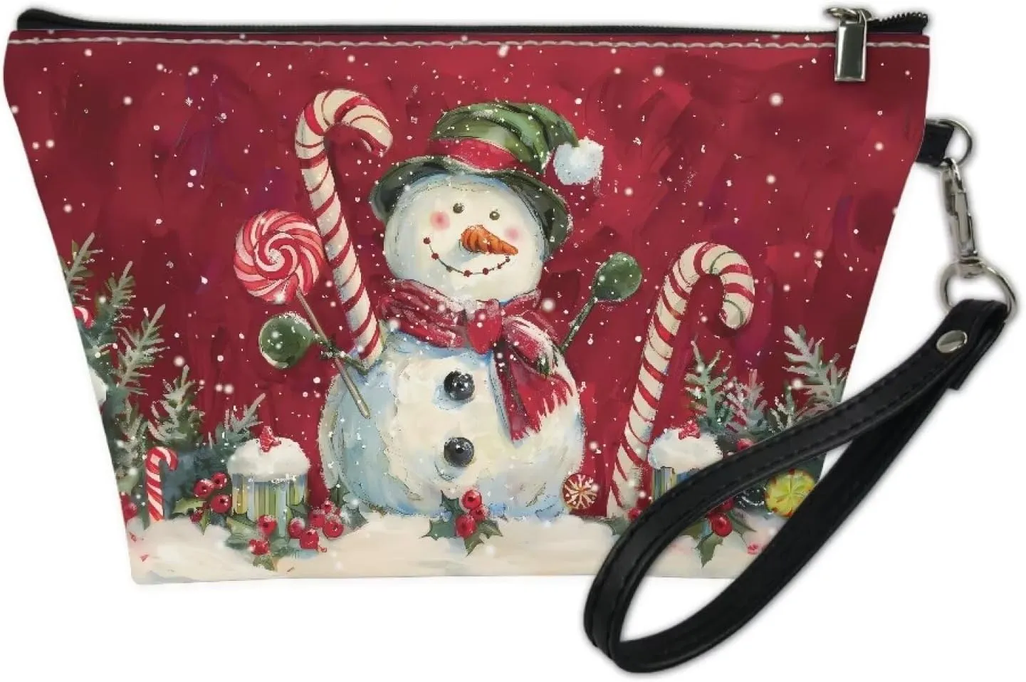 Christmas Snowman Makeup Bag for Women Large Cosmetic Bags Teens Travel Water Resistant Bag Multifuncition Pencil Holder