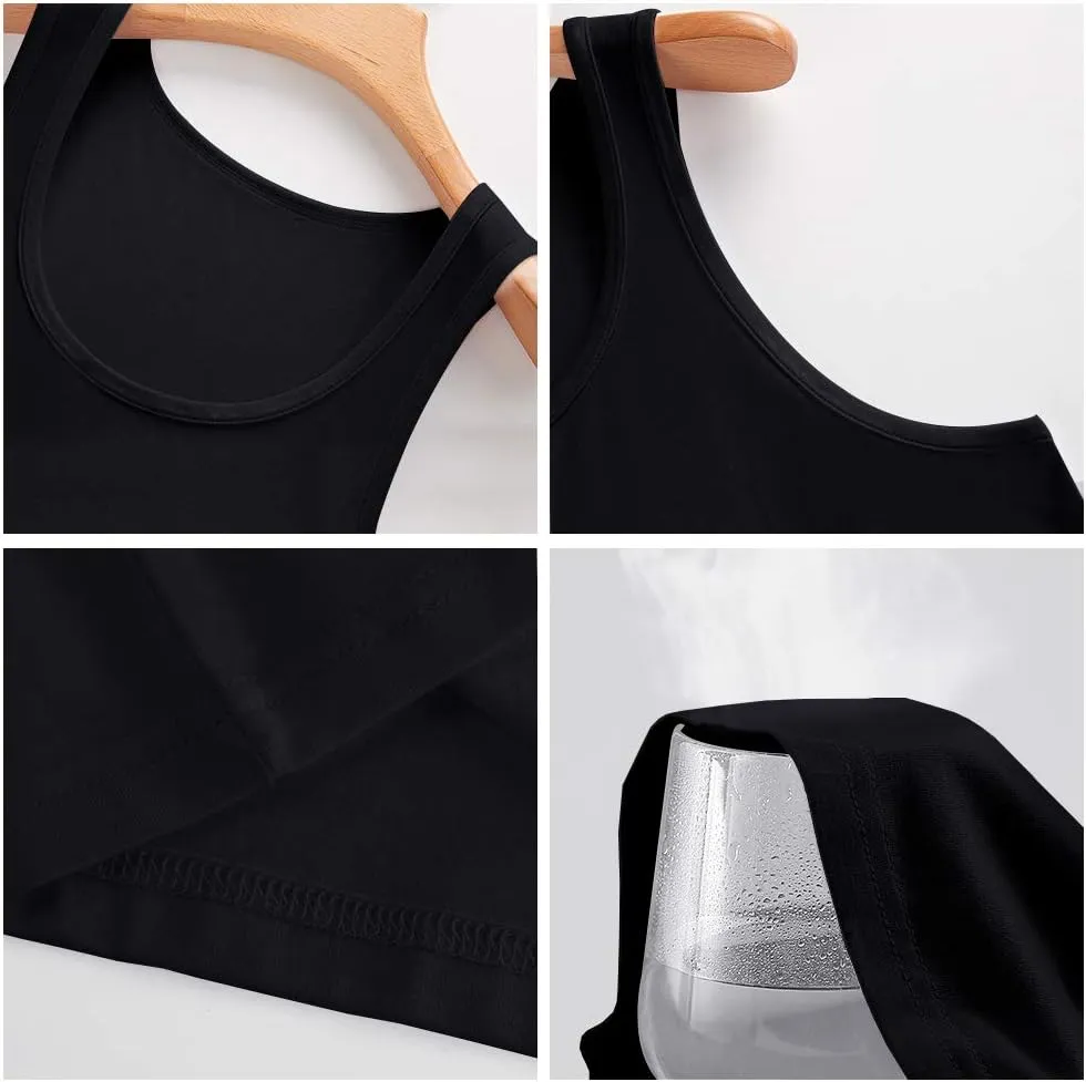 COLORFULLEAF Men's Bamboo Rayon Undershirts Tank Tops Men Crew Neck Stretchy Tank Shirts Pack(1 or 3)