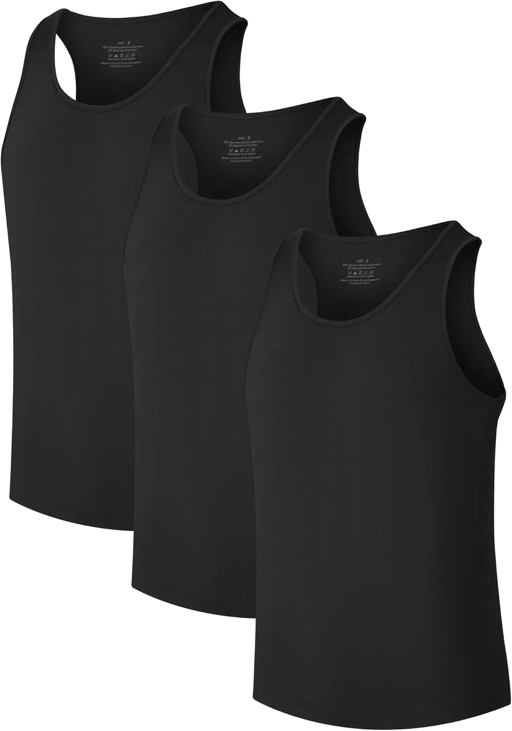 COLORFULLEAF Men's Bamboo Rayon Undershirts Tank Tops Men Crew Neck Stretchy Tank Shirts Pack(1 or 3)