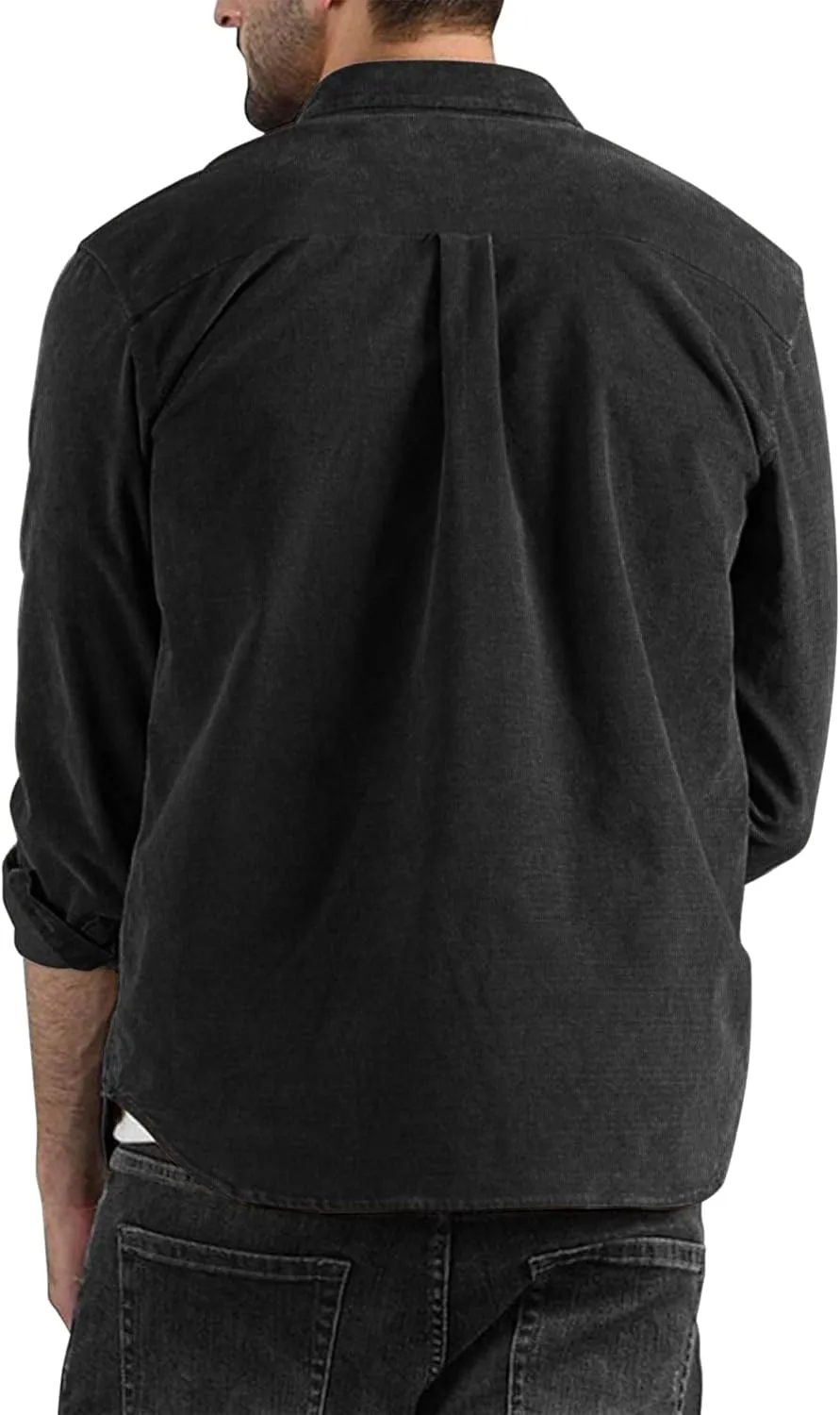 COOFANDY Men's Corduroy Shirt Casual Long Sleeve Button Down Lightweight Jacket Fall Textured Shacket