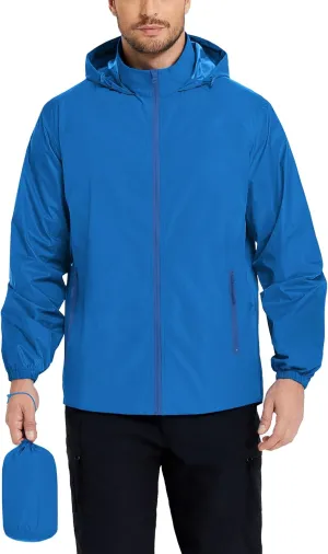 COOFANDY Mens Rain Jacket Lightweight Waterproof Raincoat Packable Rain Shell Jacket With Hood Golf Hiking Windbreaker