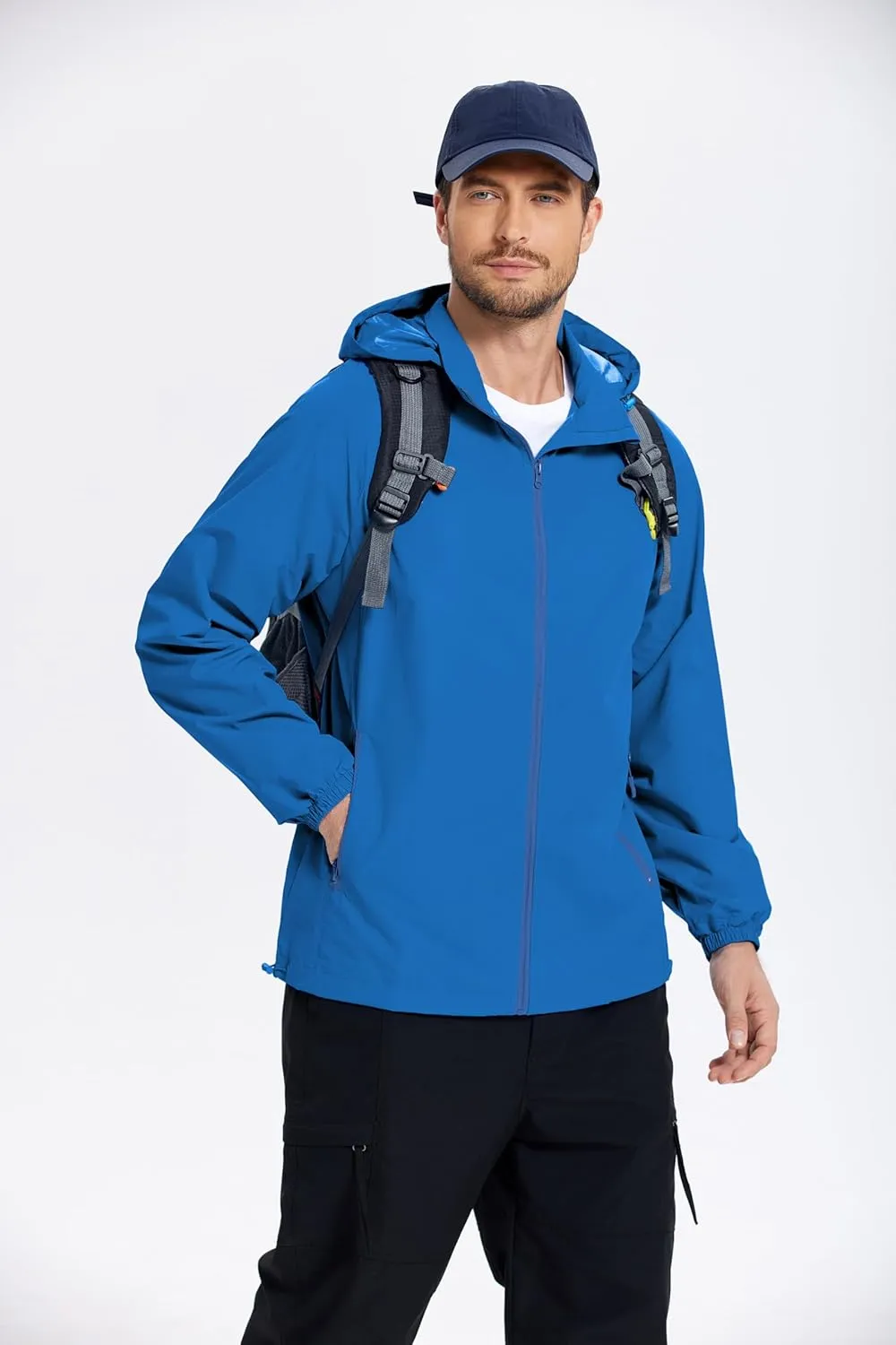 COOFANDY Mens Rain Jacket Lightweight Waterproof Raincoat Packable Rain Shell Jacket With Hood Golf Hiking Windbreaker