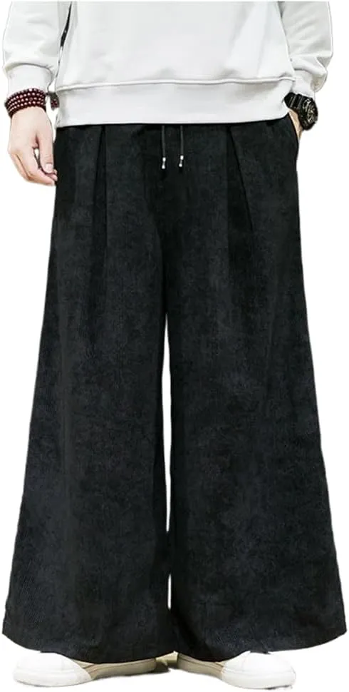 Corduroy Wide-Leg Harem Pants Men Casual Trousers Male Loose Big Size Streetwear