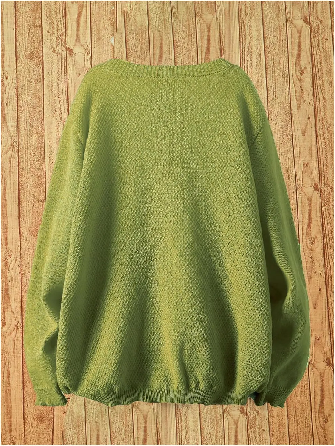 COZYEASE Women's Plus Size Crewneck Button Up Cardigan Long Sleeve Knit Sweater with Pocket