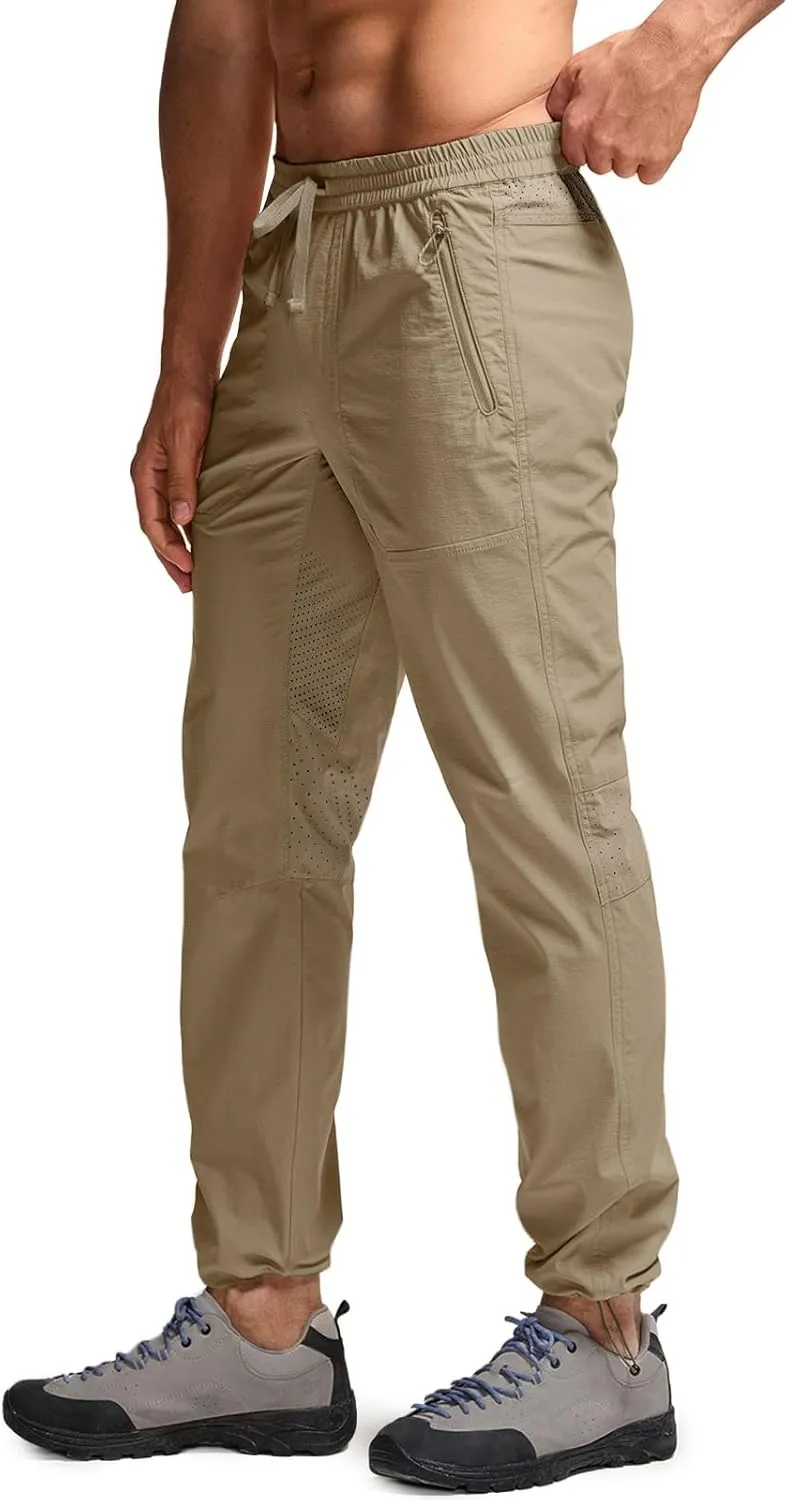 CQR Men's Lightweight Vent Hiking Pants, Water-Resistant & Breathable Sports Outdoor Athletic Pants with Elastic Waist