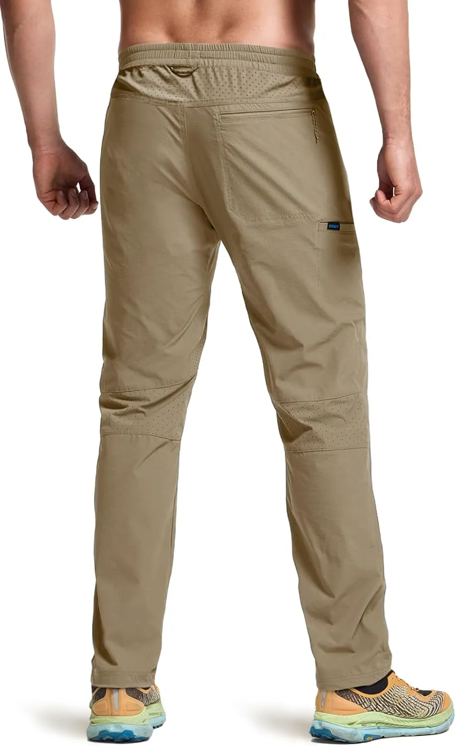CQR Men's Lightweight Vent Hiking Pants, Water-Resistant & Breathable Sports Outdoor Athletic Pants with Elastic Waist