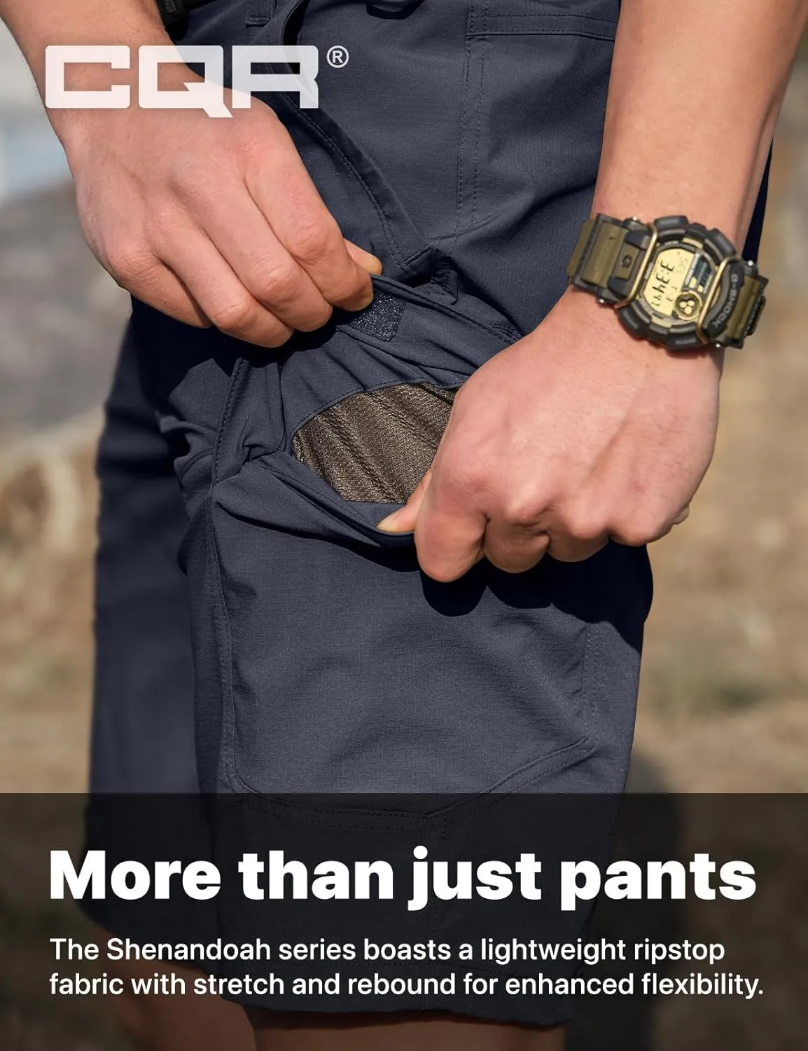 CQR Mens Quick-Dry Stretch Hiking Cargo Shorts  Lightweight Water-Resistant Tactical Casual, Golf & Outdoor with Pockets