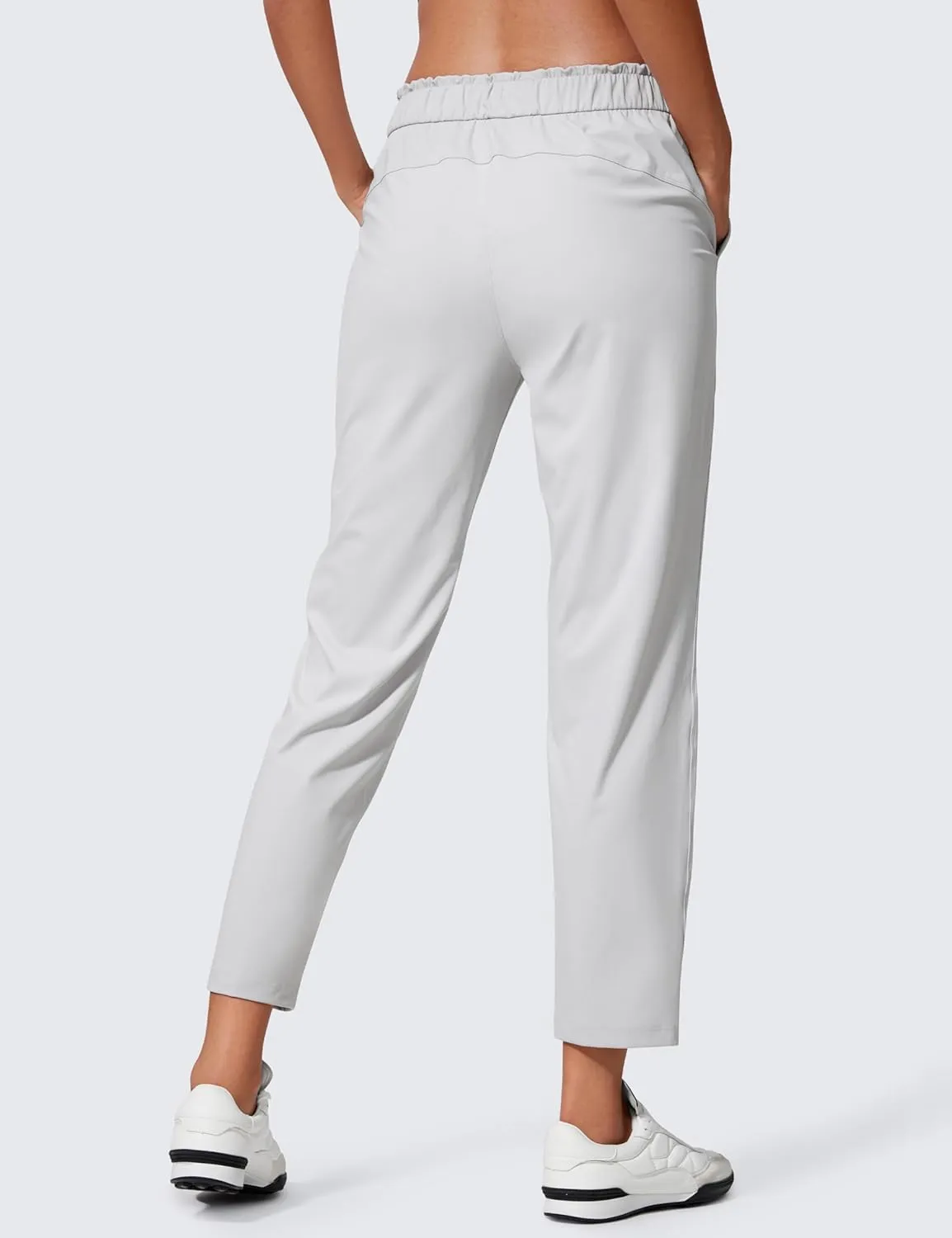 CRZ YOGA 4-Way Stretch Ankle Pants for Women High Waisted 7/8 Casual Dress Travel Golf Work Sweatpants with Pockets