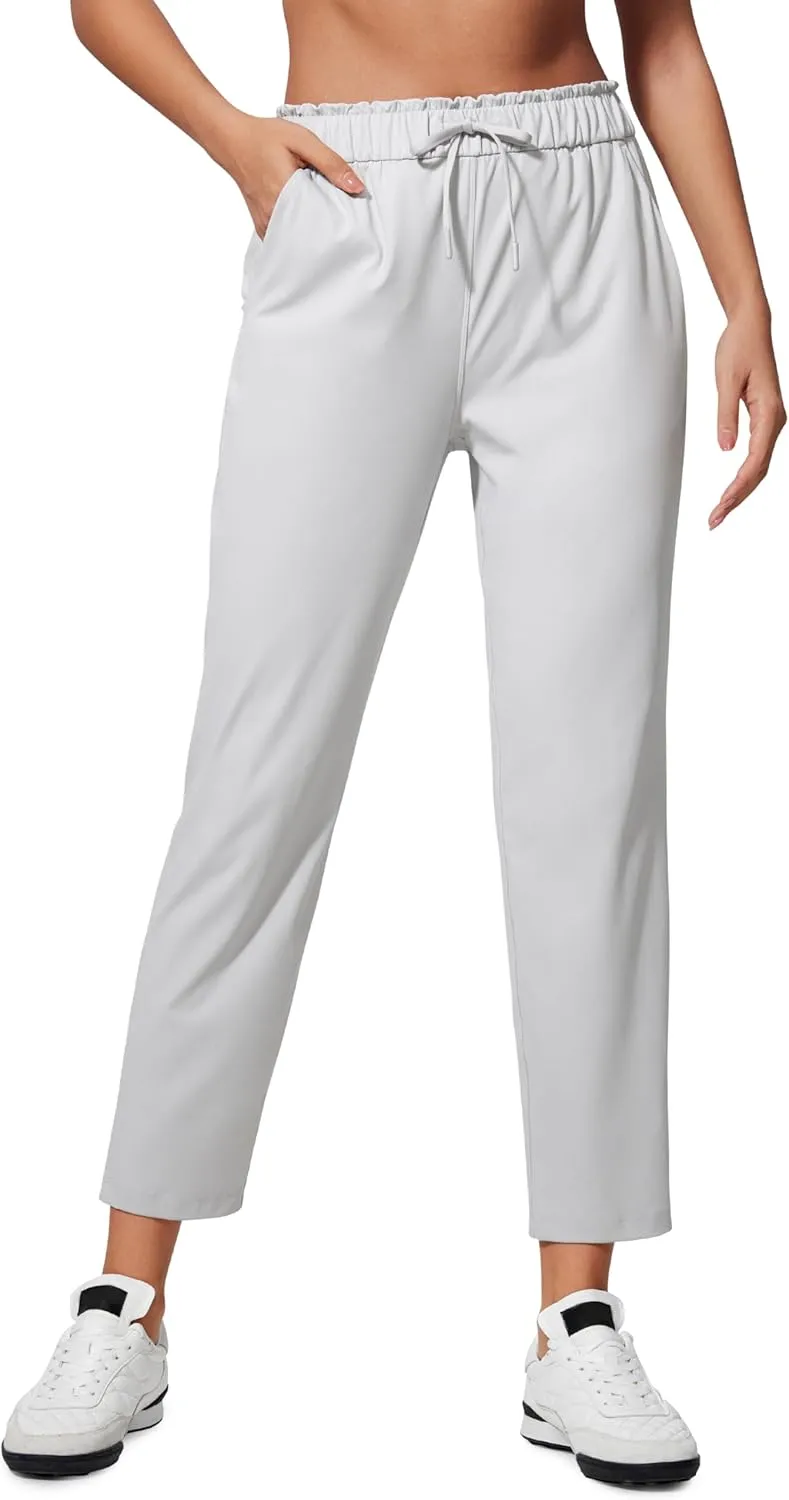 CRZ YOGA 4-Way Stretch Ankle Pants for Women High Waisted 7/8 Casual Dress Travel Golf Work Sweatpants with Pockets