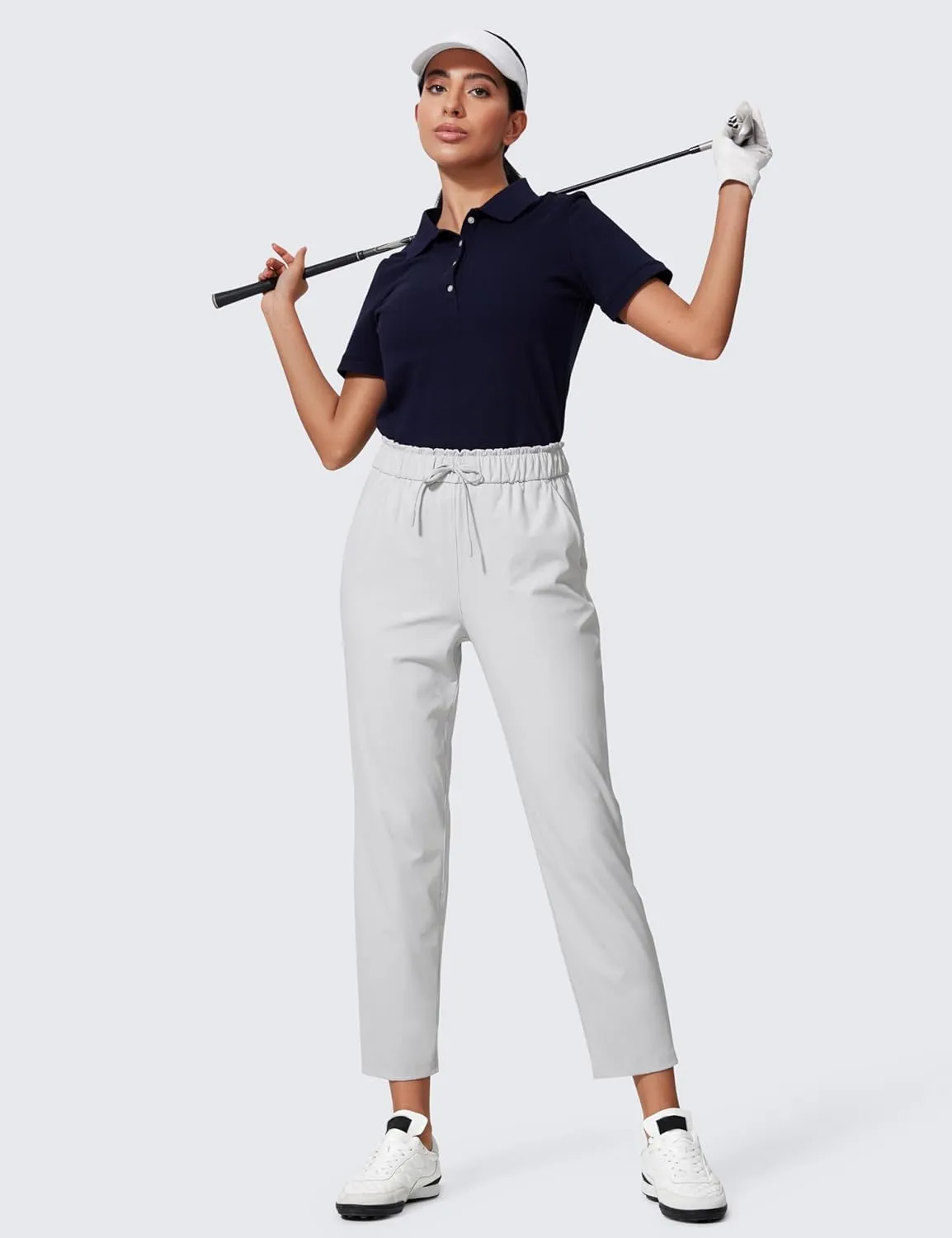 CRZ YOGA 4-Way Stretch Ankle Pants for Women High Waisted 7/8 Casual Dress Travel Golf Work Sweatpants with Pockets