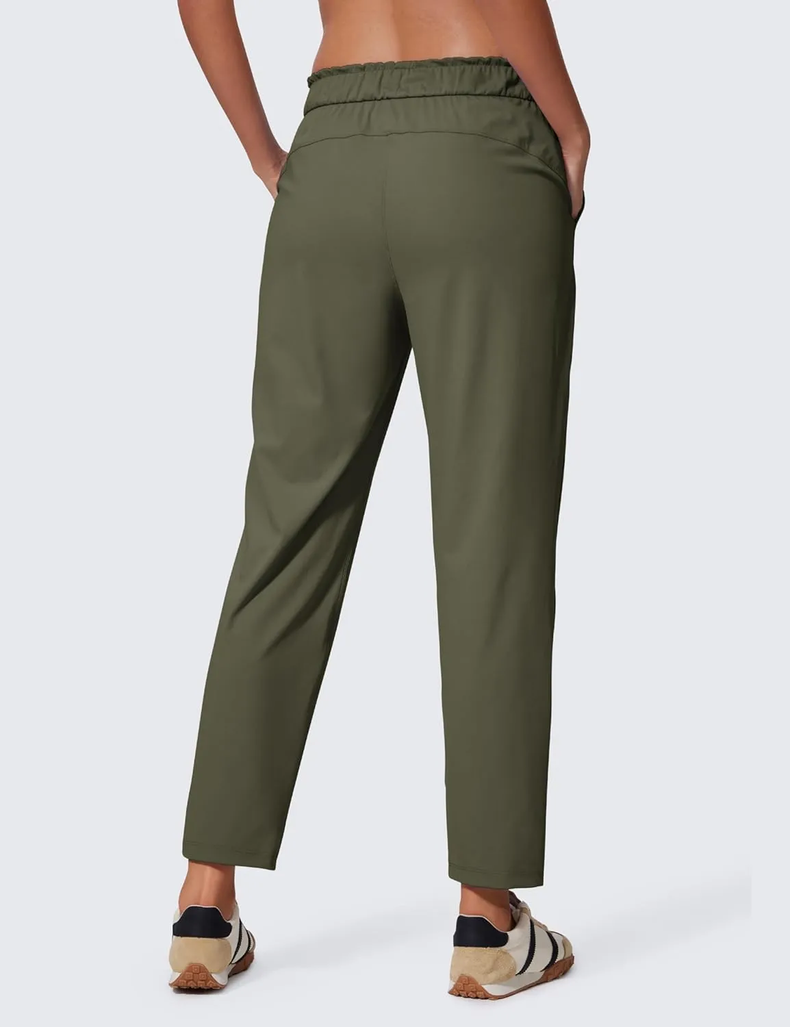 CRZ YOGA 4-Way Stretch Ankle Pants for Women High Waisted 7/8 Casual Dress Travel Golf Work Sweatpants with Pockets