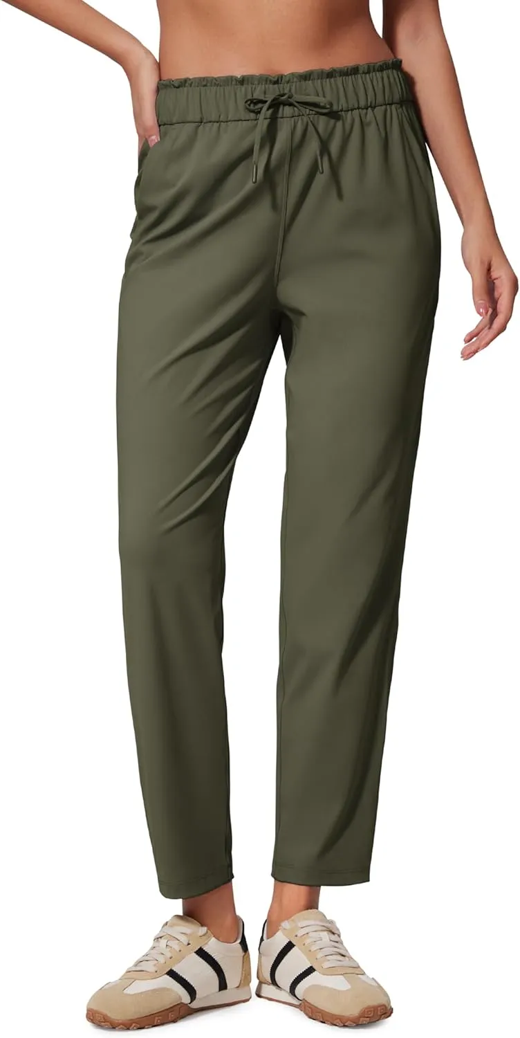 CRZ YOGA 4-Way Stretch Ankle Pants for Women High Waisted 7/8 Casual Dress Travel Golf Work Sweatpants with Pockets