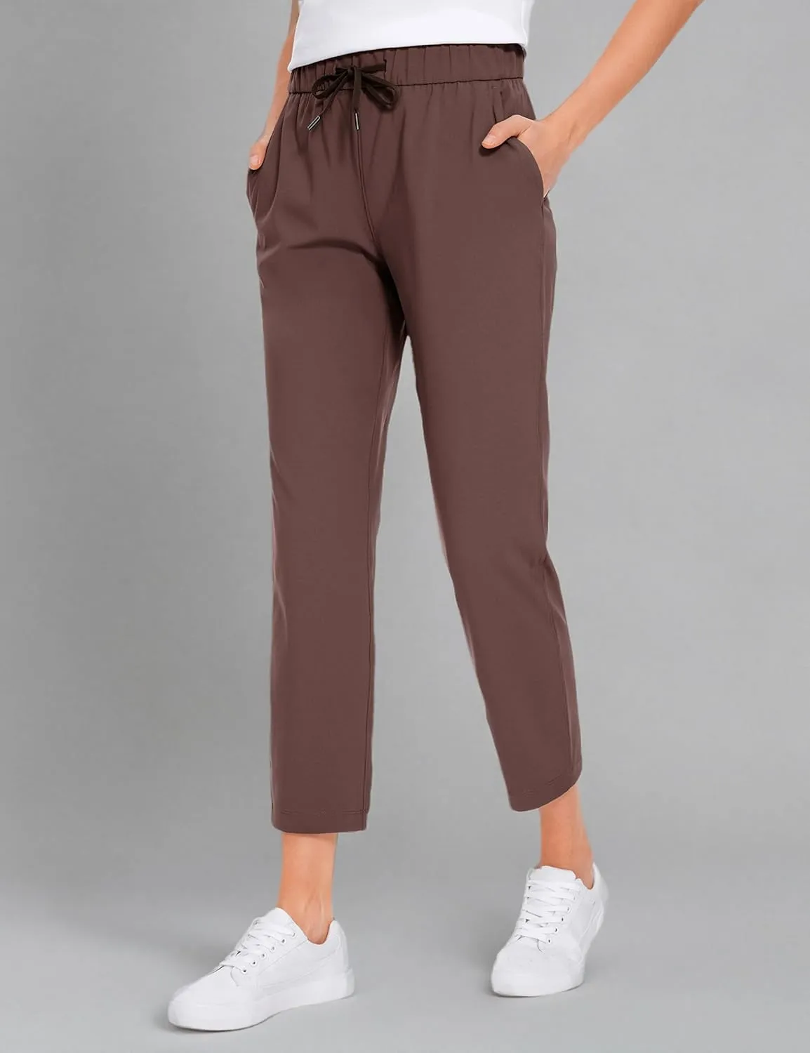 CRZ YOGA Womens High Waisted 4-Way Stretch Golf Capris 25" Short - Work Pants Athletic Lounge Workout Ankle Pants