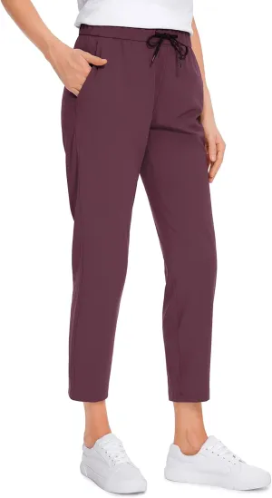 CRZ YOGA Womens High Waisted 4-Way Stretch Golf Capris 25" Short - Work Pants Athletic Lounge Workout Ankle Pants