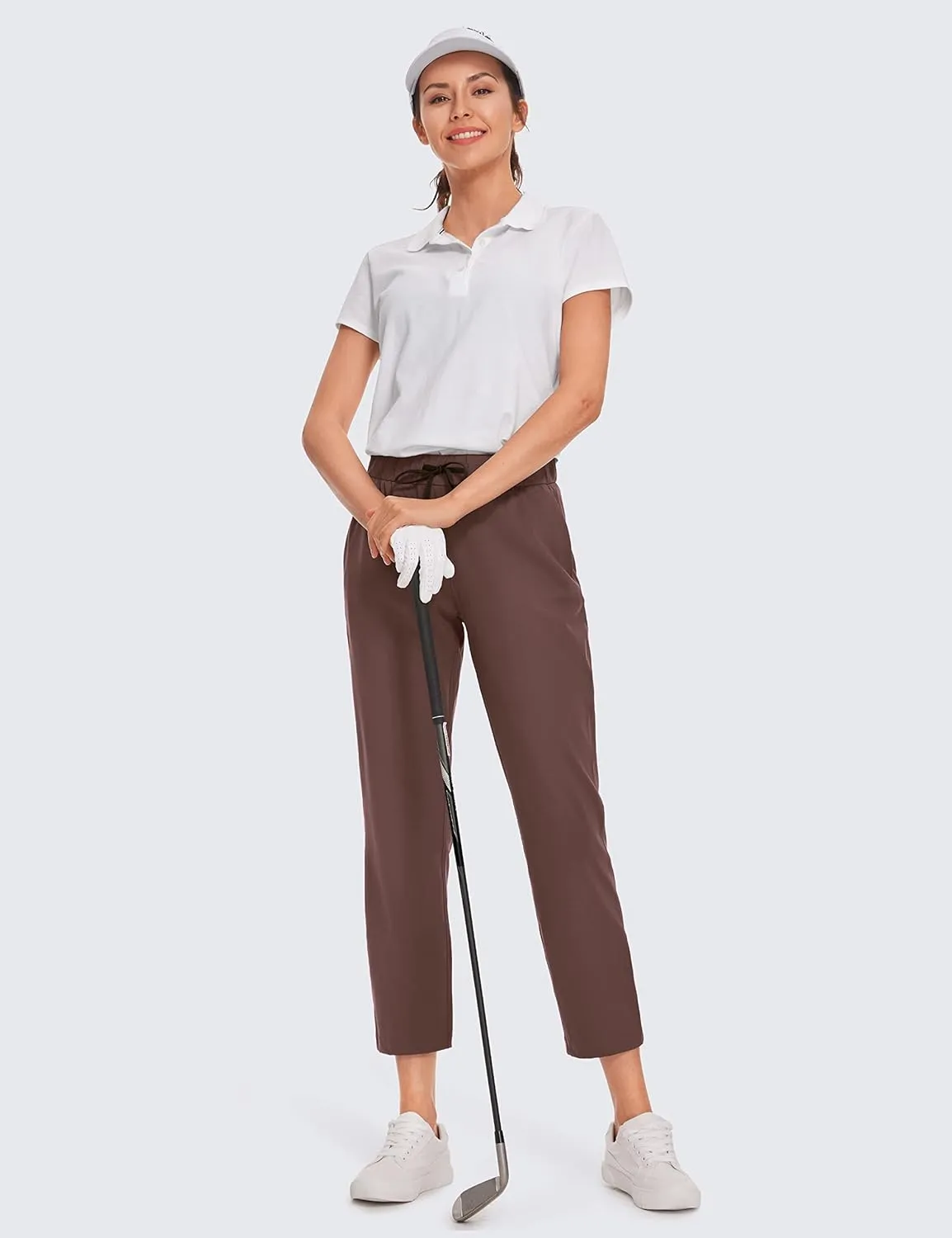 CRZ YOGA Womens High Waisted 4-Way Stretch Golf Capris 25" Short - Work Pants Athletic Lounge Workout Ankle Pants