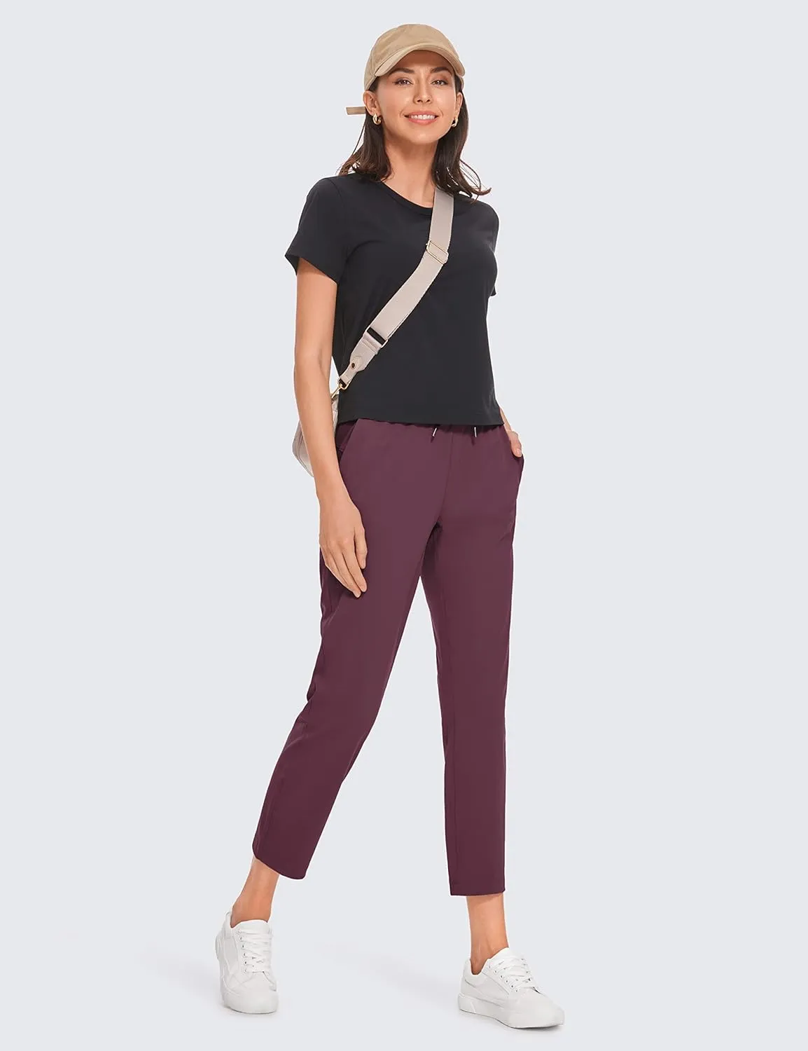 CRZ YOGA Womens High Waisted 4-Way Stretch Golf Capris 25" Short - Work Pants Athletic Lounge Workout Ankle Pants