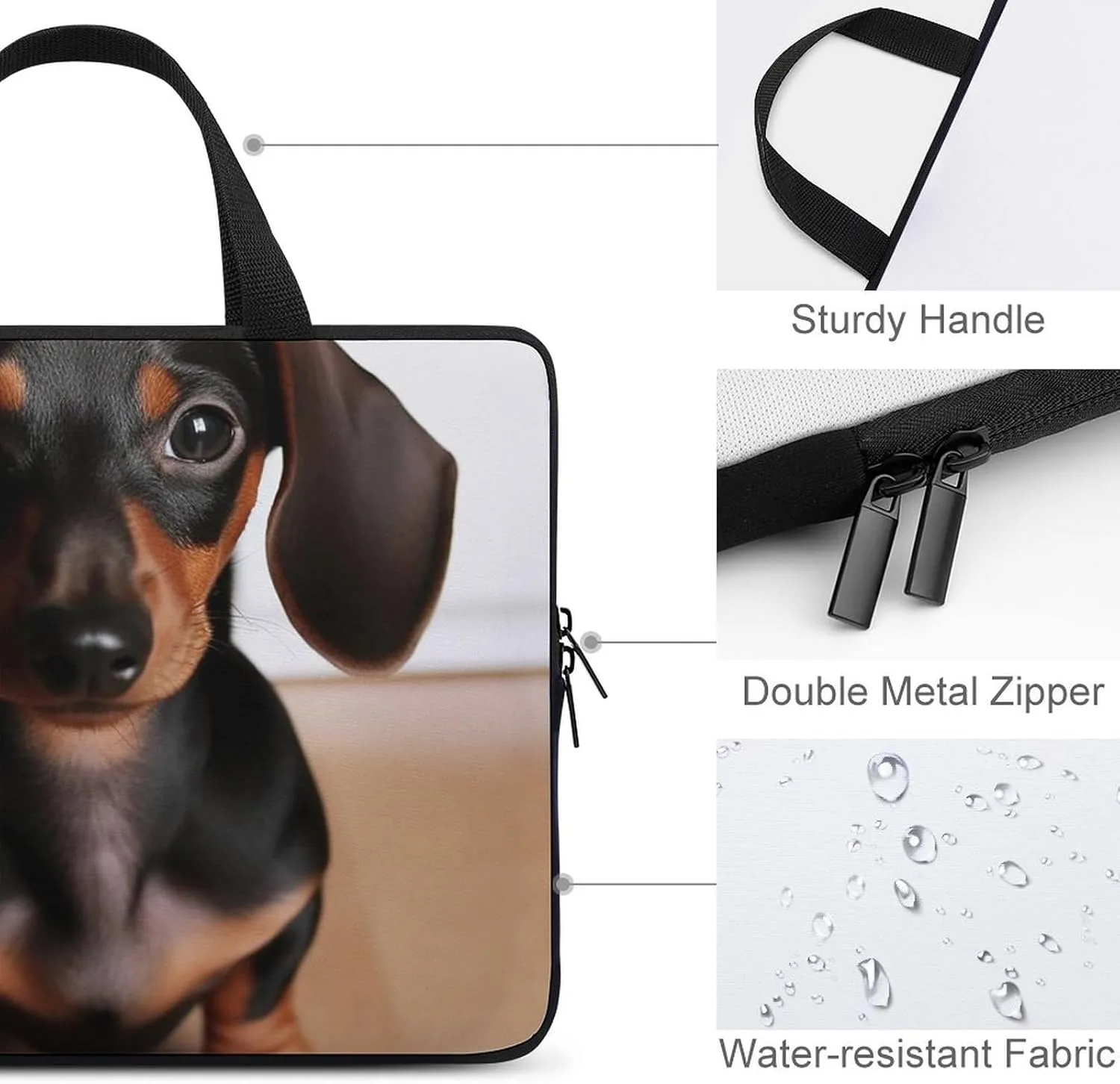 Cute Wiener Sausage Dog Laptop Bag Durable Laptop Sleeve Water-Resistant Notebook Bag for Computer Or Tablet