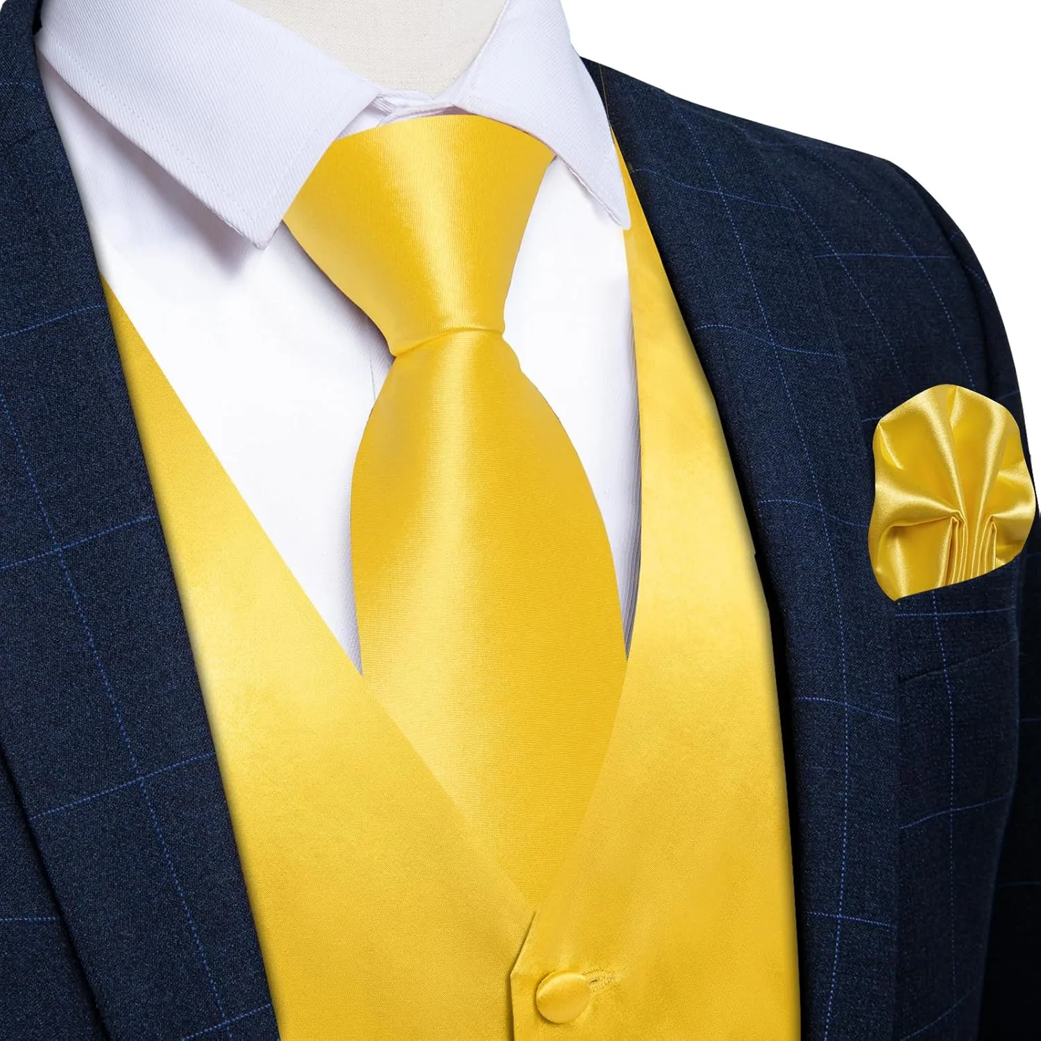 DiBanGu Suit Vest for Men Vest Set with Tie Bowtie Tie Clip Pocket Square Cufflinks 6Pcs Waistcoat