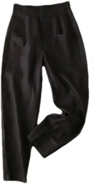 Disimlarl Cotton Linen Pants Women Solid Color Harem Pants Elastic Waist Loose Casual Linen Trousers