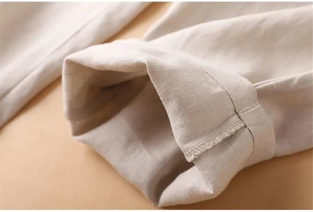 Disimlarl Cotton Linen Pants Women Solid Color Harem Pants Elastic Waist Loose Casual Linen Trousers