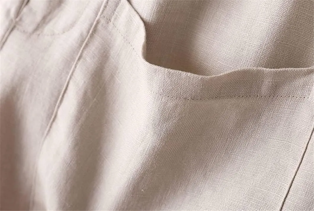 Disimlarl Cotton Linen Pants Women Solid Color Harem Pants Elastic Waist Loose Casual Linen Trousers