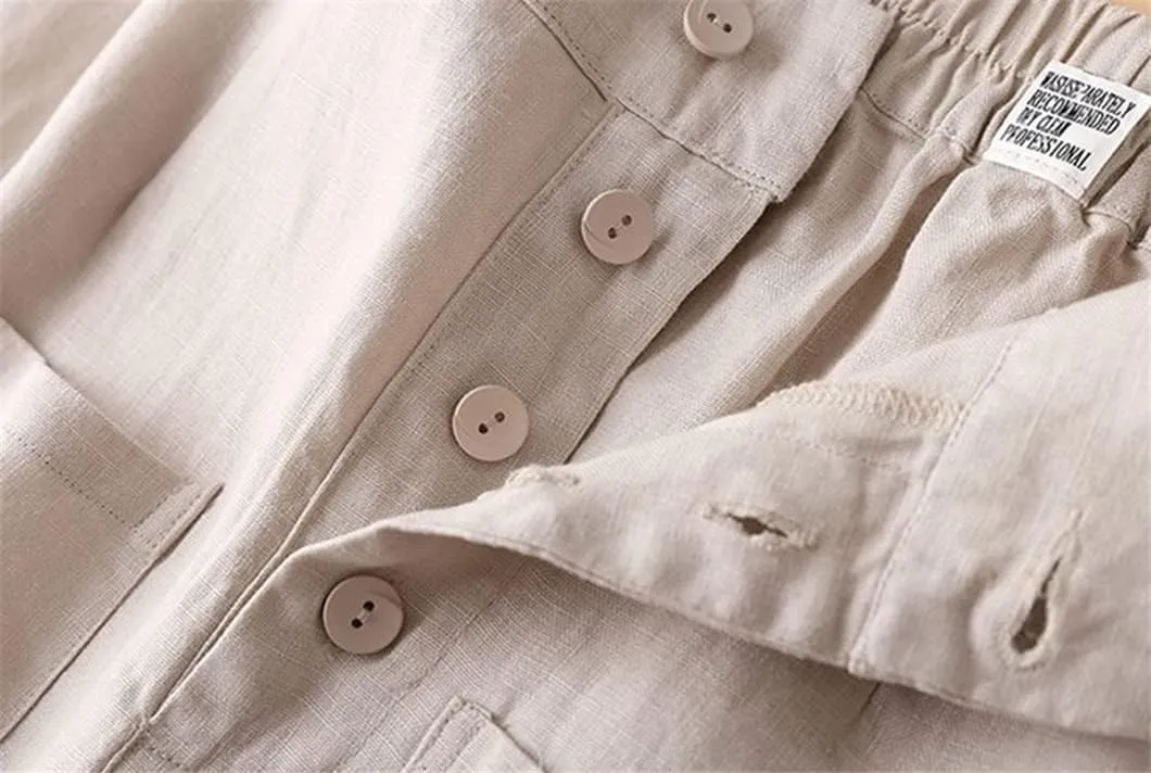 Disimlarl Cotton Linen Pants Women Solid Color Harem Pants Elastic Waist Loose Casual Linen Trousers